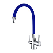 Смеситель для кухни LEMARK Comfort LM3075C-Blue гибкий излив синий/хром