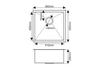 Мойка кухонная MELANA ProfLine D4645HB 46х45см графит