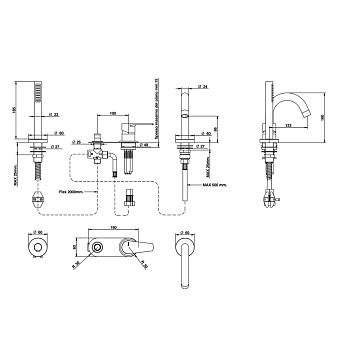 Смеситель для ванны Bongio Pi7 07531CR0DPR хром
