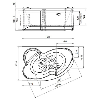 Ванна акриловая RADOMIR Vannesa Ирма 2-77-2-2-9-229 160х105см угловая