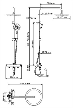 Душевая система WASSERKRAFT Thermo A28801 чёрный (матовый)