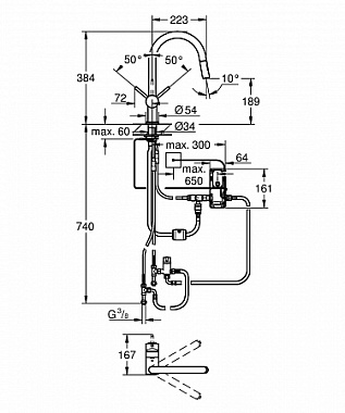 Смеситель для кухни GROHE Minta Touch 31358DC2 высокий излив нержавеющая сталь