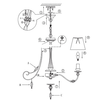 Люстра подвесная Maytoni Adelia ARM540-06-W 40Вт 6 лампочек E14