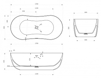 Ванна каменная Abber Stein AS9604 170х80см отдельностоящая