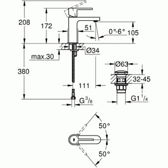 Смеситель для раковины GROHE Plus 33163003 хром