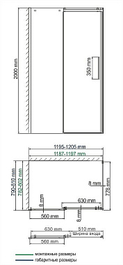 Угловое ограждение WASSERKRAFT Alme 15R06 200х120см стекло прозрачное