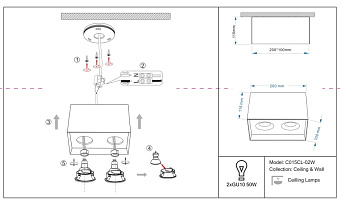 Светильник потолочный Maytoni Slim C015CL-02B 50Вт GU10