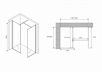 Угловое ограждение Abber Immer Offen AG67129B 200х90см стекло прозрачное