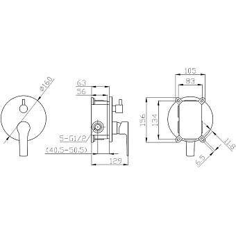 Смеситель для душа ESKO SB 83-3 чёрный матовый