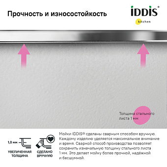 Мойка кухонная IDDIS Edifice EDI44S0i77 44х44см сатин