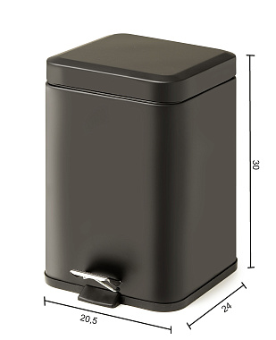Мусорное ведро Gedy Argenta 2309(14) чёрный матовый 5л с педалью