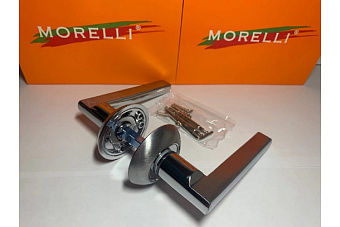 Дверная ручка нажимная MORELLI BRIDGE MH-25 SC/CP матовый хром/хром