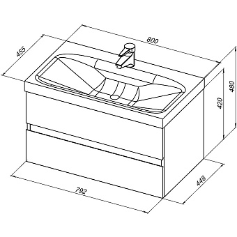 Тумба под раковину подвесная AQUANET Беркли 254290 45х79,2х42см