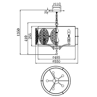 Люстра подвесная Maytoni Leaf H425-PL-05-G 40Вт 5 лампочек E14