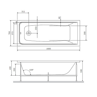 Каркас под ванную AM-PM Gem W90A-160-070W-R 154см