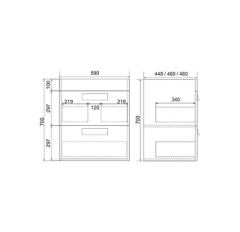 Тумба с раковиной MIRSANT Komfort УТ000046007 44х59х70см