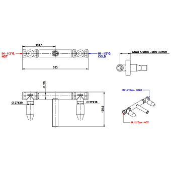 Внутренняя часть смесителя Bongio T Cross 09767/T