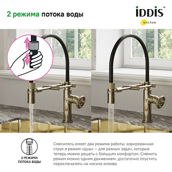 Смеситель для кухни IDDIS Grange GRAMGFLi05 поворотный излив матовое золото