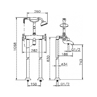 Смеситель для ванны Huber Victorian VTT390102A никель