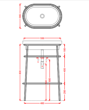 Полка в ванную овальная ArtCeram Fuori Scala TFA003 05 1-ярусная 36х58см белый