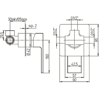 Смеситель для душа Paini Dax-DaxR 84PZ690R чёрный (матовый)