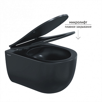 Унитаз подвесной BERGES VENTAS BLACK 082136 безободковый с микролифтом