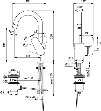 Смеситель для раковины IDEAL STANDARD CERAFLEX B1716AA хром