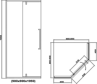 Угловое ограждение RGW Stilvoll 32328199-11 195х90см стекло прозрачное