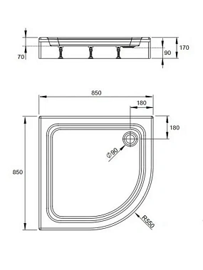 Душевой поддон RADAWAY Laros SLA8585-01 85х85см