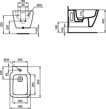 Биде подвесное IDEAL STANDARD STRADA II T297101