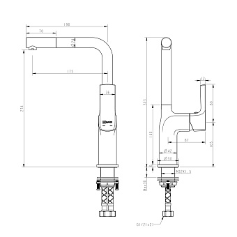 Смеситель для кухни LEMARK Ursus LM7205BL поворотный излив чёрный