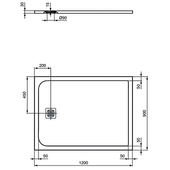 Душевой поддон IDEAL STANDARD ULTRAFLAT S K8230FT 90х120см