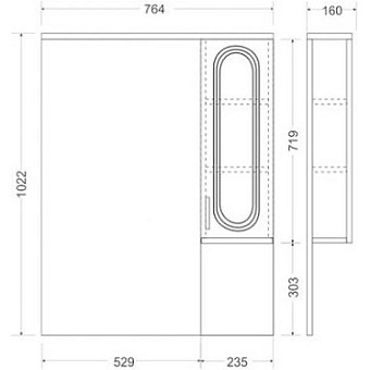 Шкаф зеркальный MIRSANT Мия УТ000048334 16х76,4х102,2см с подсветкой