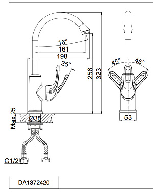 Смеситель для кухни D&K RheinEucharius DA1372420 высокий излив антрацит