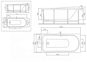 Экран для ванны AM-PM Like W80A-150-070W-P 150см