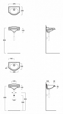 Раковина подвесная SIMAS Arcade AR035bi*1sx 37х28см