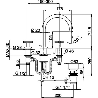 Смеситель для раковины Cisal Barcelona Quad BQ00107021 хром