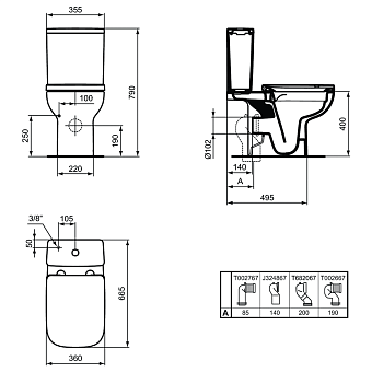 Чаша для унитаза IDEAL STANDARD Ideal Standard i.life A T472101 без сиденья