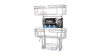 Полка в ванную овальная FIXSEN FX-861 2-ярусная 13,5х30см никель/хром
