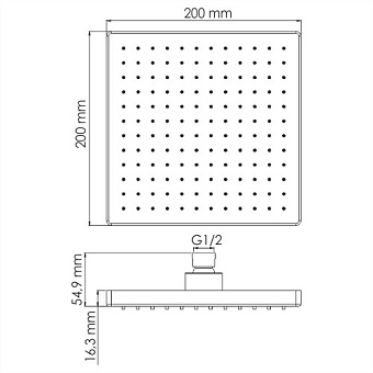 Верхний душ WASSERKRAFT Exter 1600 A140 светлая бронза