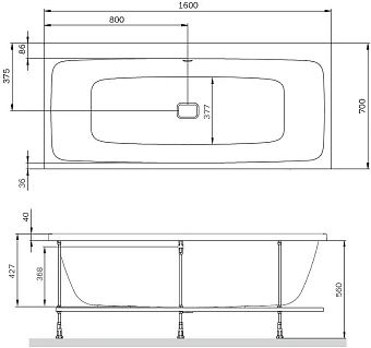 Ванна акриловая AM-PM Func W84A-160-070W-A 160х70см пристенная