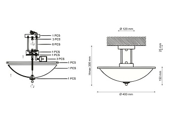 Люстра потолочная Lucia Tucci SESTO 176.3 R40 180Вт 3 лампочек E27