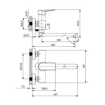 Смеситель для ванны IDDIS Bridge BRDSB02i10WA хром