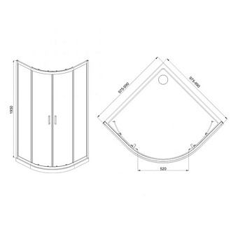 Угловое ограждение MIRSANT ROUND УТ000043301 195х100см стекло прозрачное