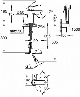 Смеситель для раковины GROHE Eurosmart Cosmopolitan 23433000 хром