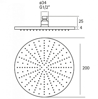 Верхний душ Cisal Xion DS016420D1 нержавейка
