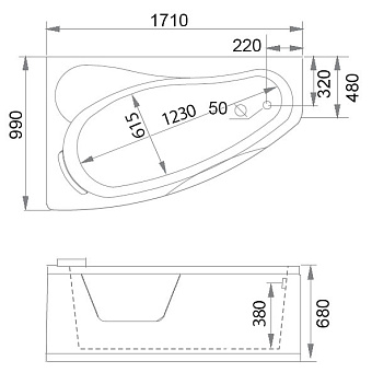 Ванна акриловая Gemy G9046 II O L 171х99см пристенная