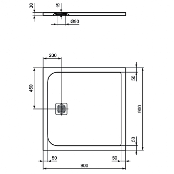 Душевой поддон IDEAL STANDARD ULTRAFLAT S K8215FR 90х90см