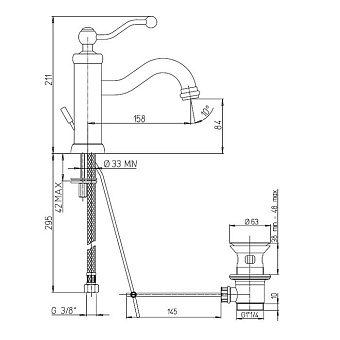Смеситель для раковины Paini Duomo 88F3211KM старая бронза