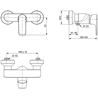 Смеситель для душа IDEAL STANDARD CONNECT AIR A7032AA chrome